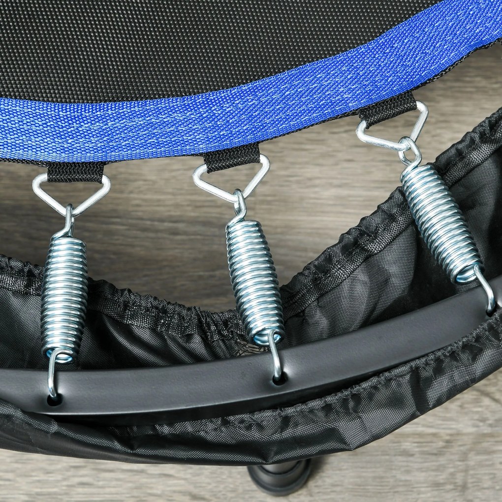 HOMCOM Trampolina fitness, składana, z regulowanym uchwytem, Ø102x123H cm, do 100 kg, Czarna/Niebieska