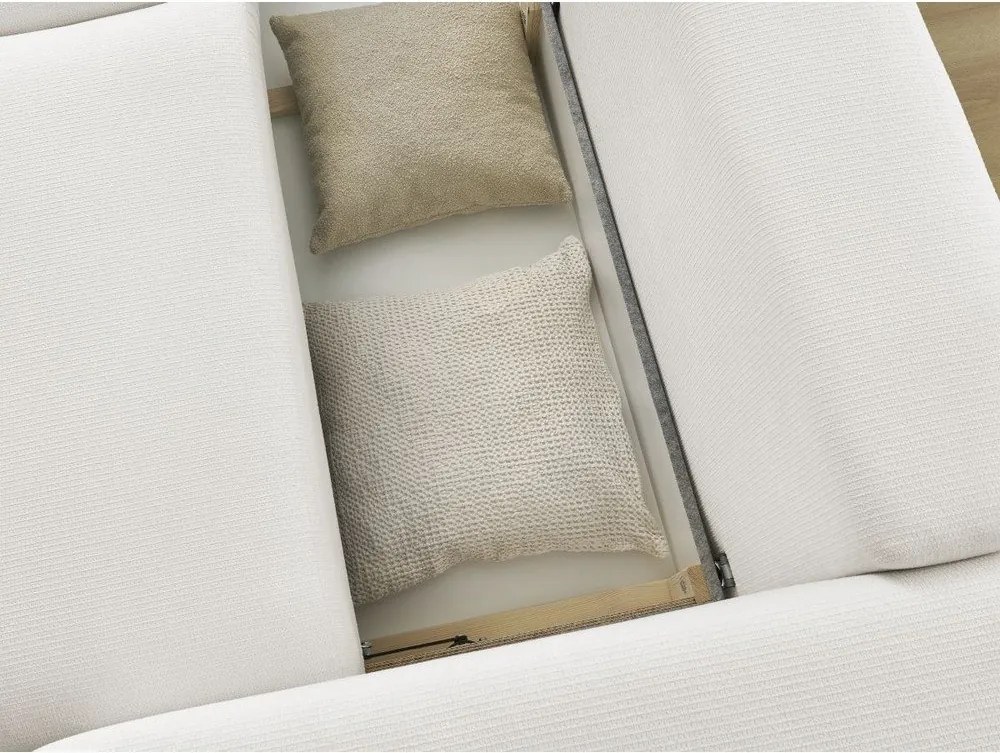 Biała rozkładana sofa ze schowkiem 265 cm Ezechiel – Bobochic Paris