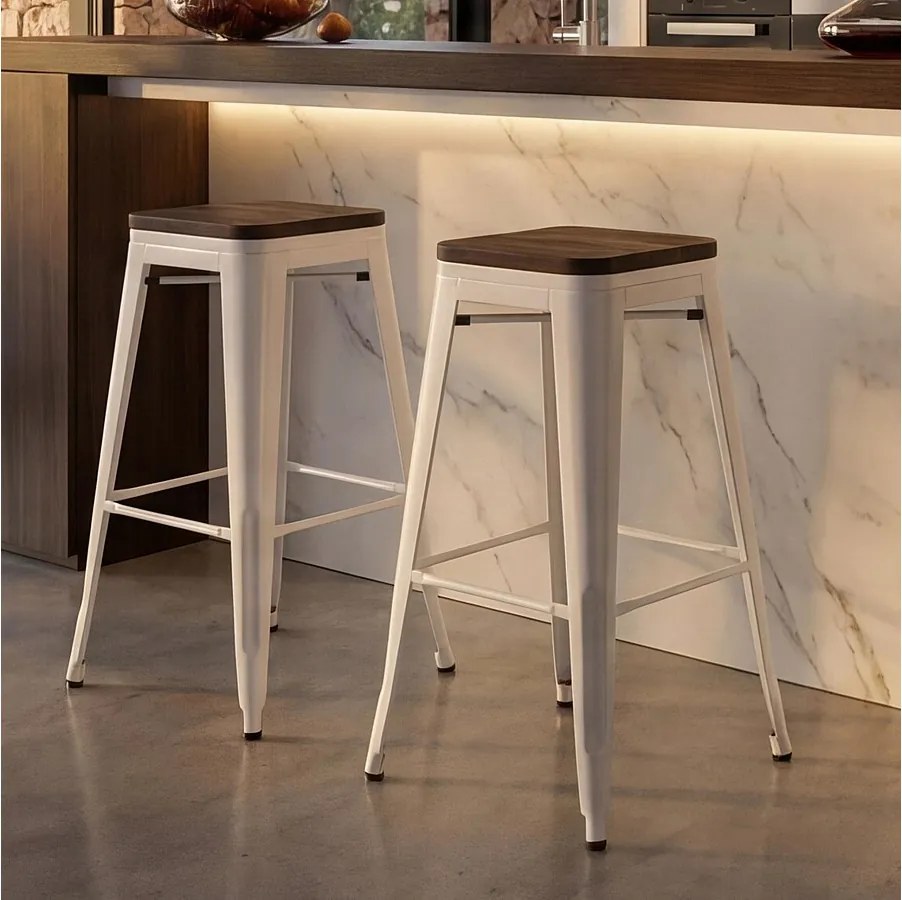 Stołek barowy MCW-A73 (zestaw 2 szt.),  biały