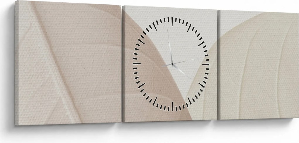 Obraz - Teksturowane liście (z zegarem) (90x30 cm)