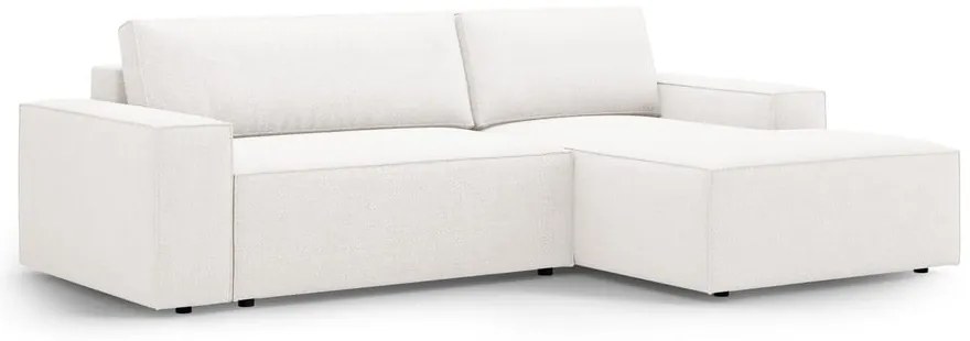 Biały rozkładany narożnik z materiału bouclé (prawostronny) Jodie – Micadoni Home