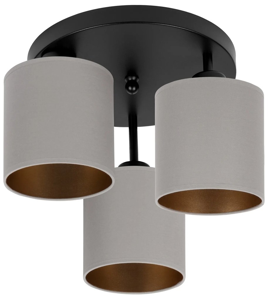 Lampa sufitowa czarna trzypunktowa z szarymi abażurami C-3030SC-GRGRGR