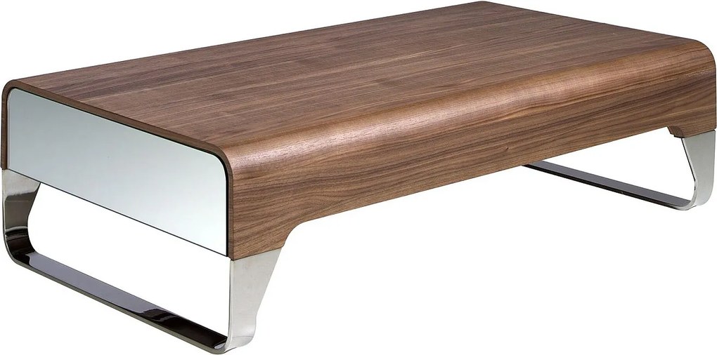Prostokątny stolik kawowy z orzecha włoskiego i chromowanej stali 2001 ANGEL CERDA