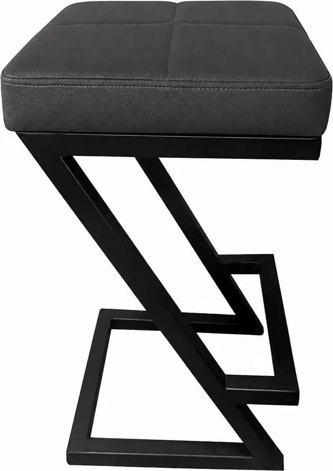 Hoker ZETA krzesło barowe Loft podstawa metalowa : Kolor Stelaża - Czarny , Kolor tkaniny - EKO-SKÓRA - 23D, Typ tkaniny - Eko-skóra