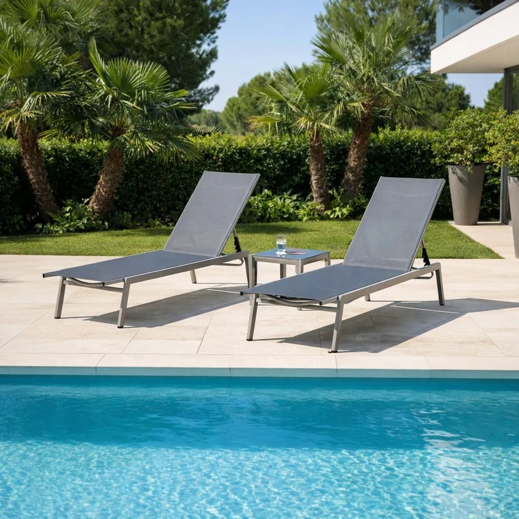 Doppler Mare zestaw leżaków + stół, mocca/ szary