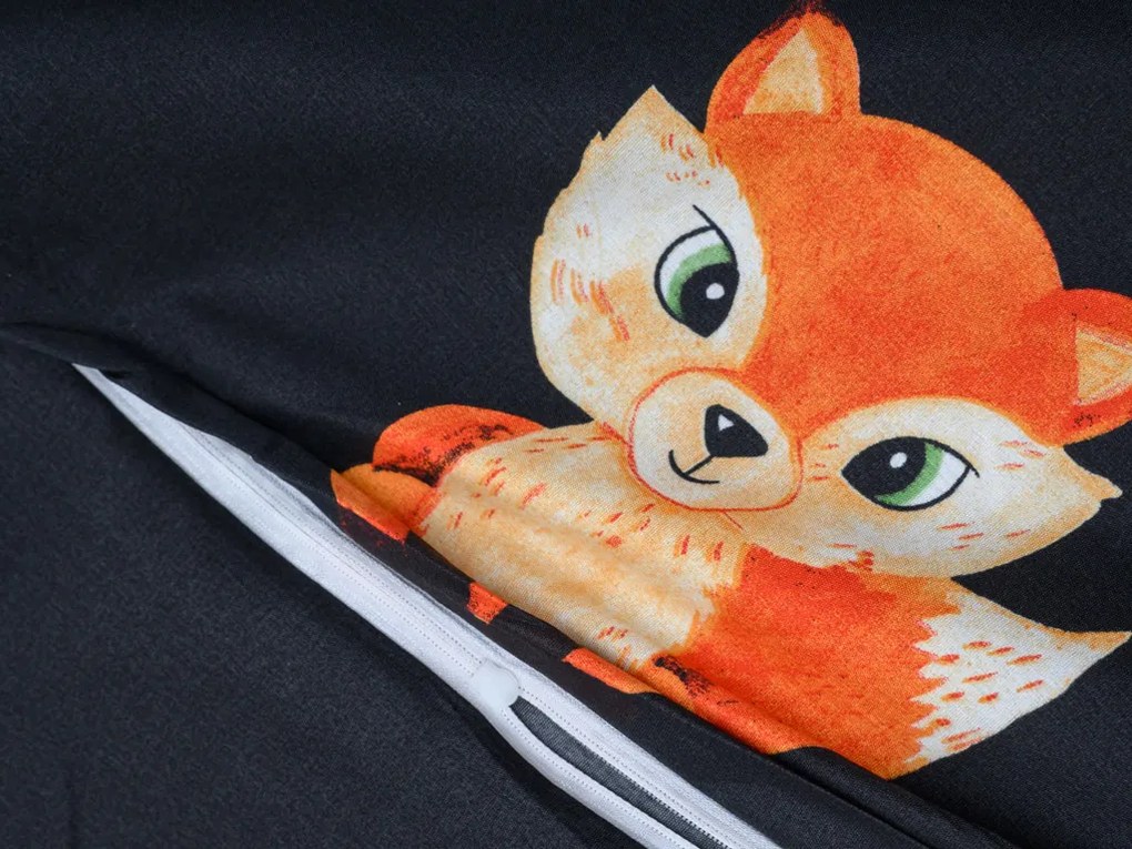 PrzytulneMieszkanie.pl PrzytulneMieszkanie.pl Pościel z mikrofibry FOXES czarna Rozmiar pościeli: 2 szt 70 x 80 cm | 160 x 200 cm