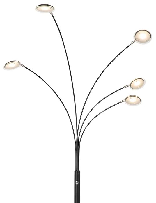 Designerska lampa stojąca czarna w tym 5-punktowy ściemniany LED - Sixties TrentoDesignerski Oswietlenie wewnetrzne