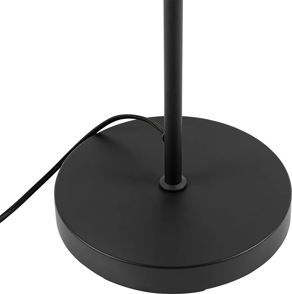 Lampa stojąca art deco czarna z bursztynowym szkłem - Bizle