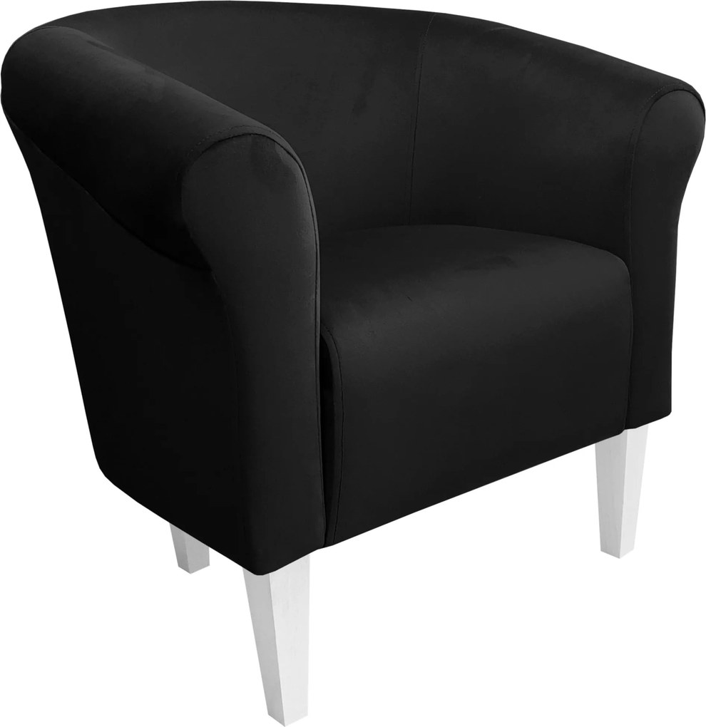 Fotel Milo tkanina Welur wygodny fotel tapicerowany do salonu i sypialni : Kolor nogi - Biała, Kolor tkaniny - VELVET - MG19, Wysokość nogi - 20 cm