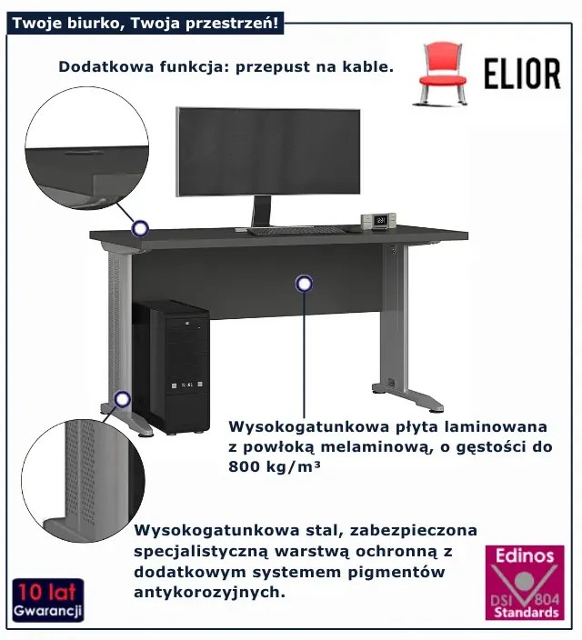 Szare biurko komputerowe H6-T03