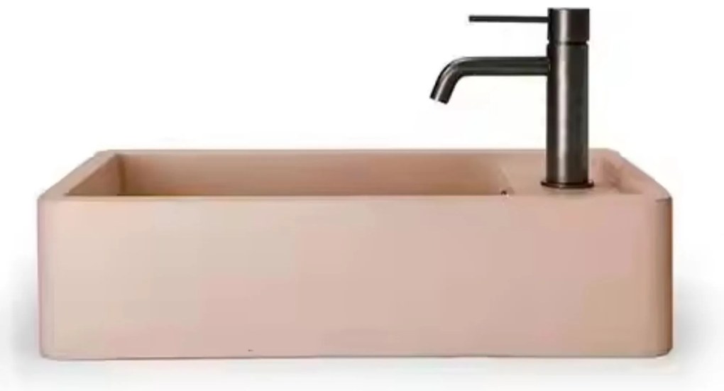 Umywalka z kamienia syntetycznego nablatowa / wisząca prostokątna różowa 43 cm x 25 cm EVELIA Pink : Otwór na baterię - Tak, Typ montażu - podwieszana