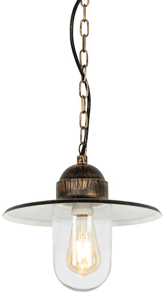 Rustykalna lampa wisząca zewnętrzna antyczne złoto IP44 - Kansas