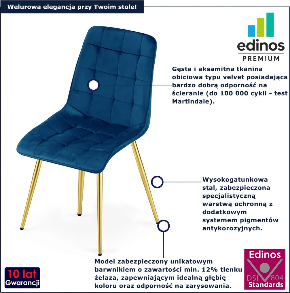 Granatowe pikowane krzesło w stylu glamour S6-P09