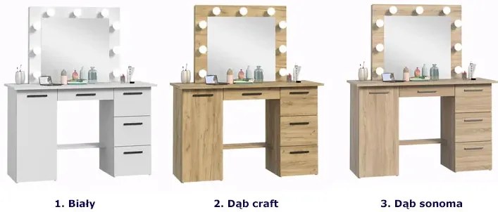 Nowoczesna toaletka z lustrem dąb craft - Katia 4X