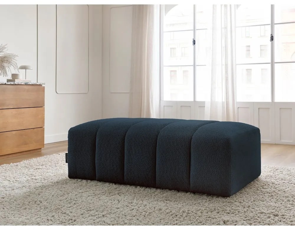 Ciemnoniebieski podnóżek z materiału bouclé Annecy – Bobochic Paris