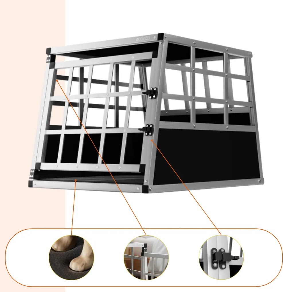 Transporter dla psa BRUNO, 70x54x51cm, srebrna/czarna Cadoca