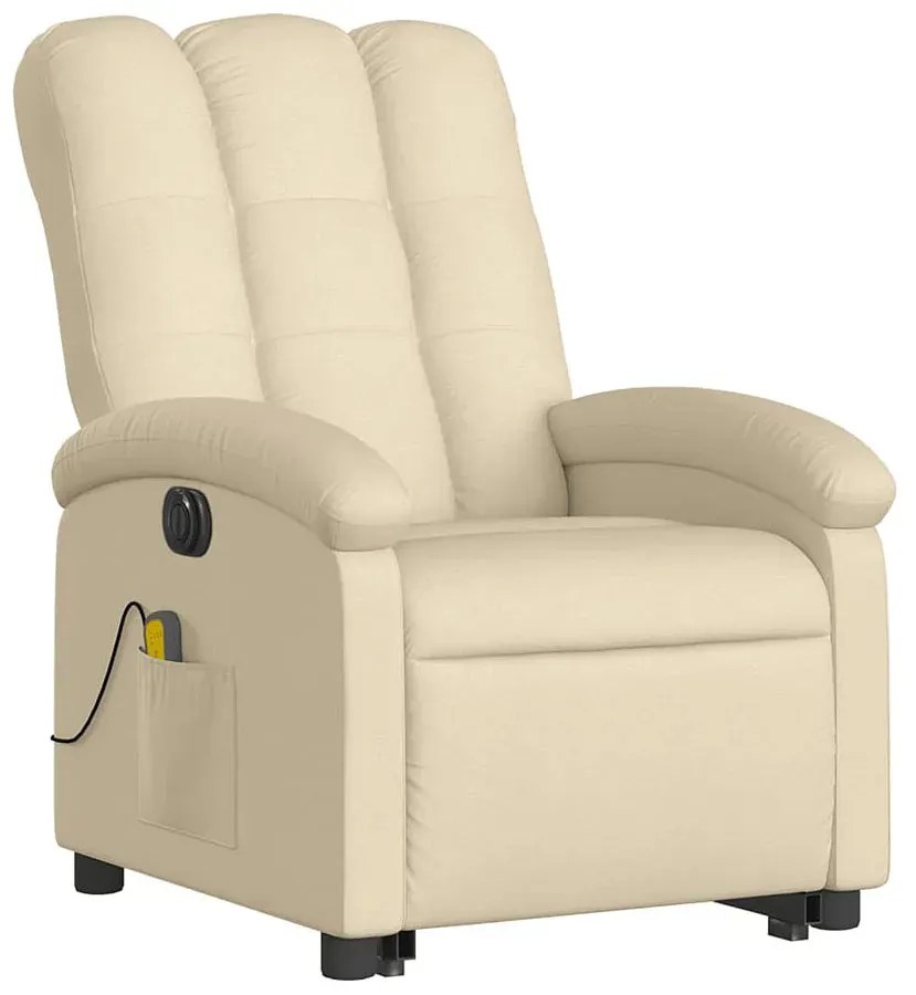 Kremowy rozkładany fotel relaksacyjny z masażem T3-F77