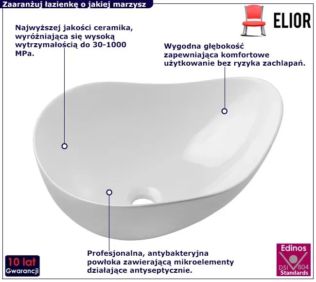 Biała umywalka ceramiczna o nieregularnym kształcie - Vitreso