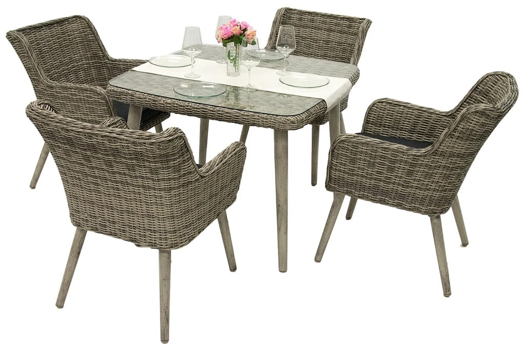 Zestaw rattanowy ogrodowy VICTORIA MINI 1+4 (szary)