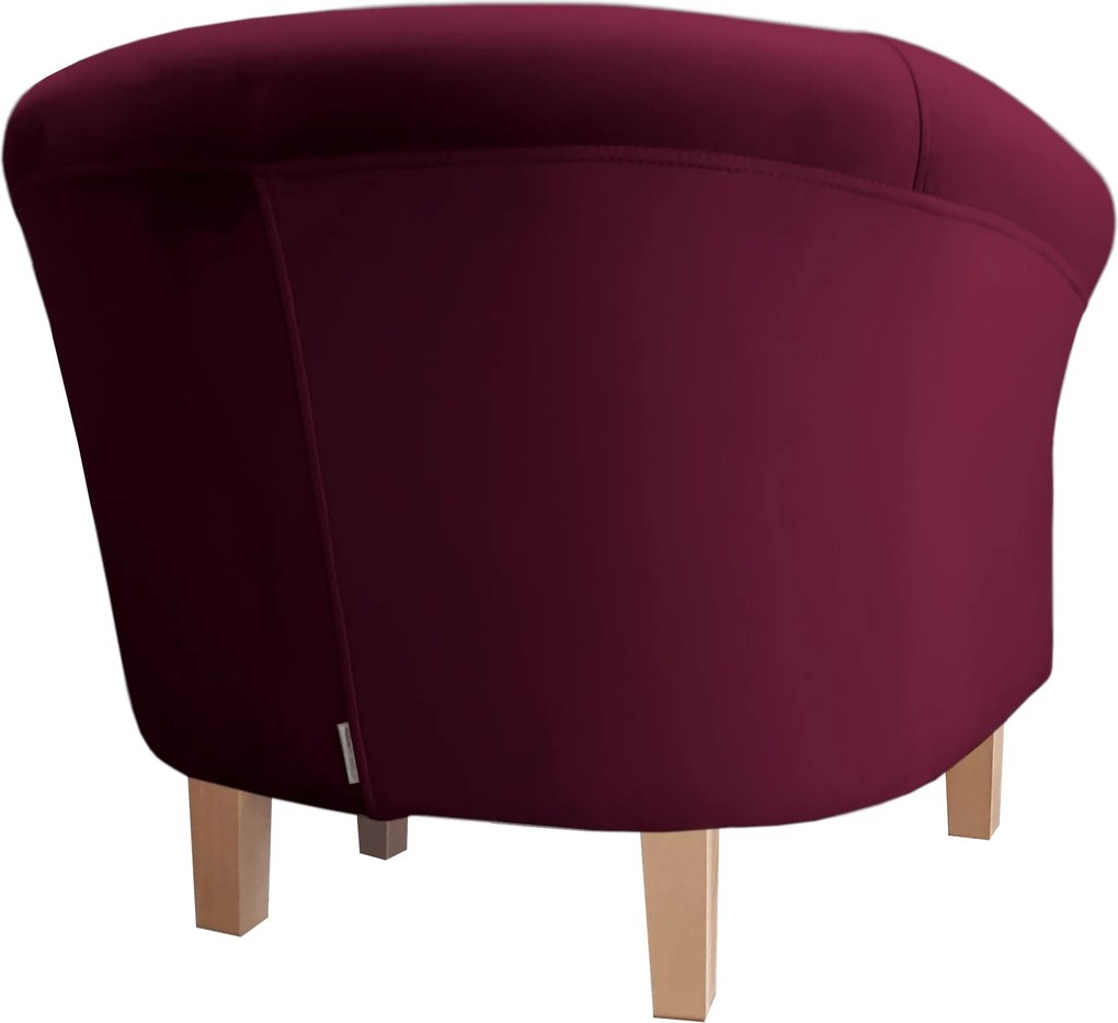 Fotel Milo tkanina Welur wygodny fotel tapicerowany do salonu i sypialni : Kolor nogi - Drewno, Kolor tkaniny - VELVET - MG02, Wysokość nogi - 15 cm