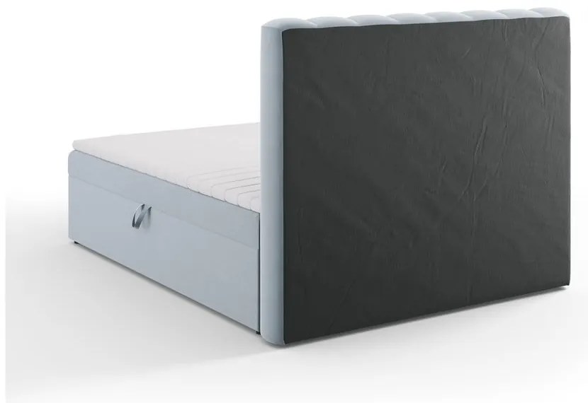 Jasnoniebieskie łóżko boxspring ze schowkiem 160x200 cm Gina – Milo Casa