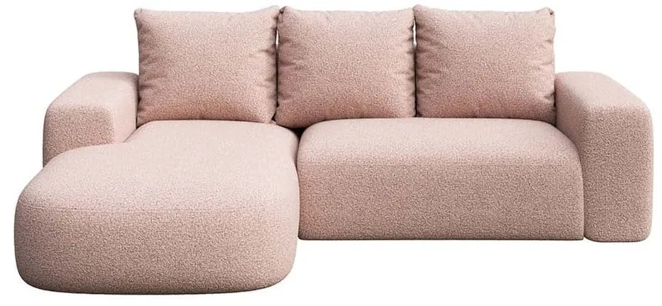 Różowy narożnik z materiału bouclé (lewostronny/z szezlongiem) Monce – Rodier