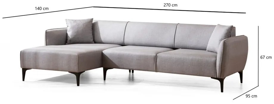 Jasnoszara sofa narożna Belissimo, narożnik lewy – Balcab Home