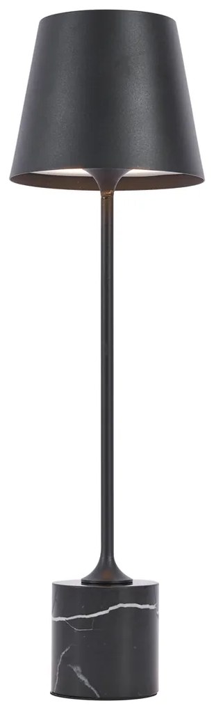 Nowoczesna lampa stołowa czarna 37 cm z LED, ściemnialna, IP54, ładowalna - Topi Nowoczesny Oswietlenie wewnetrzne