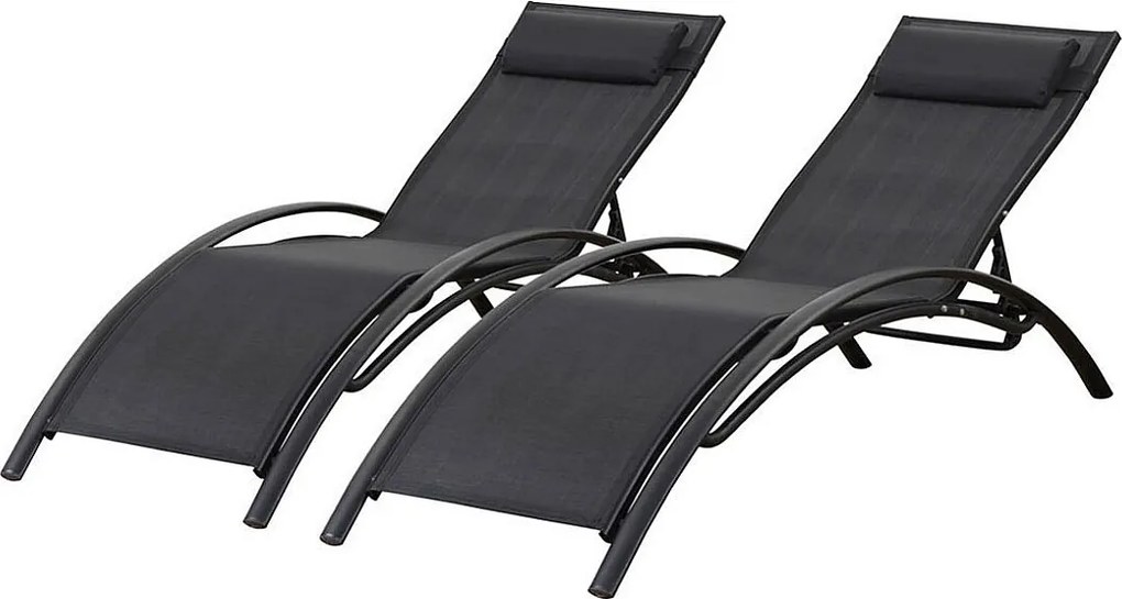 Zestaw 2 aluminiowych lezaków Beauty "Phoenix" w kolorze czarnym