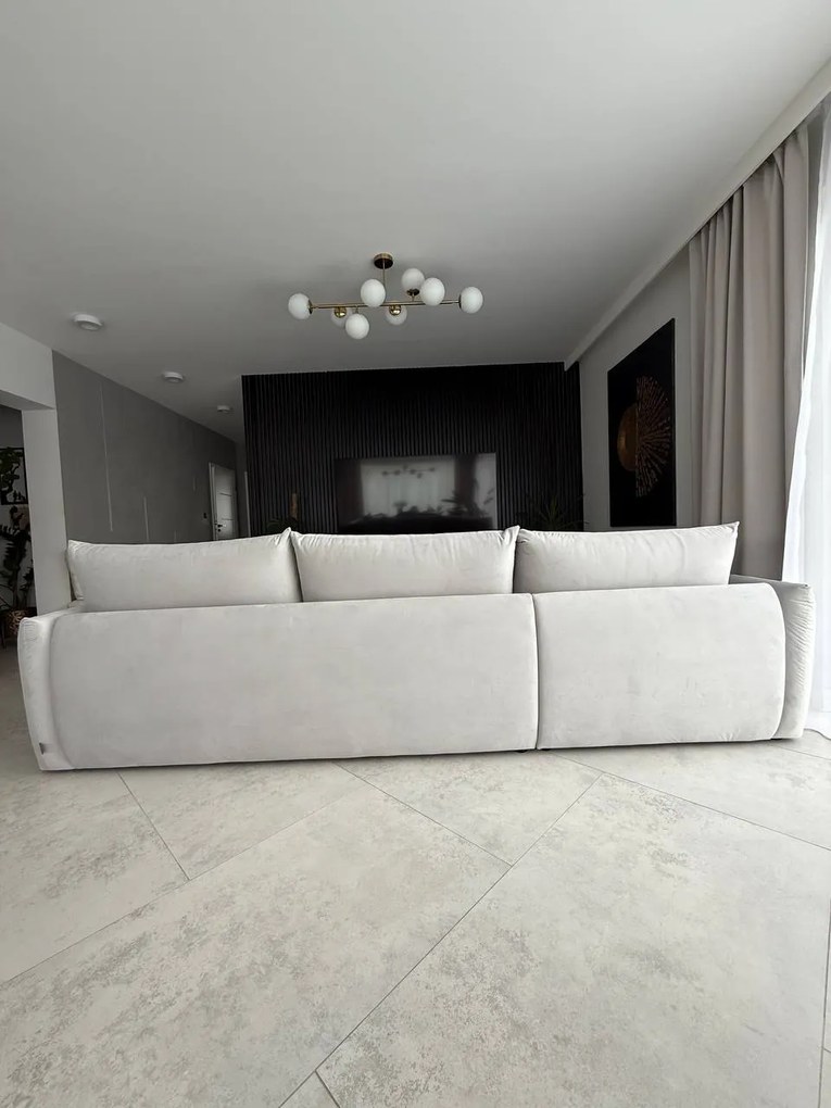 Sofa narożna CXL by Christian Lacroix z aksamitu popiel light grey popiel Naima 316 cm, lewa