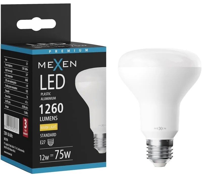 Mexen Nova żarówka LED E27, R80, 12W, Ciepła - 3000K, 1260 lm - L105-E27-1230-01