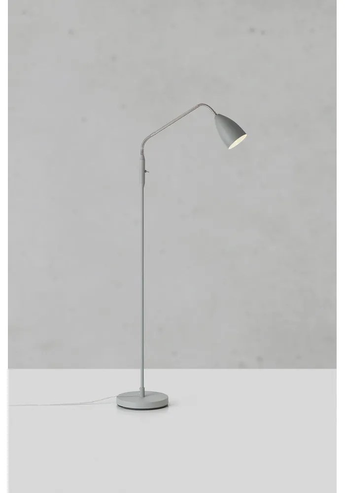 Szara lampa stojąca LED ze ściemniaczem z metalowym kloszem (wysokość 140 cm) Patro – Markslöjd