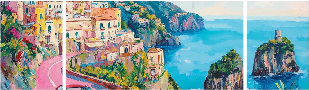 Obraz - Różowa droga przy wybrzeżu (170x50 cm)