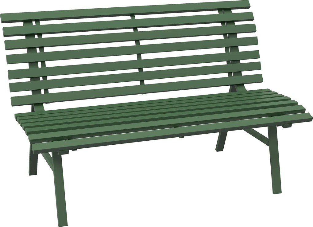Outsunny Ławka ogrodowa Ławka parkowa z laskami, odporna na warunki atmosferyczne, aluminium, 123 x 67 x 79 cm, Zielony
