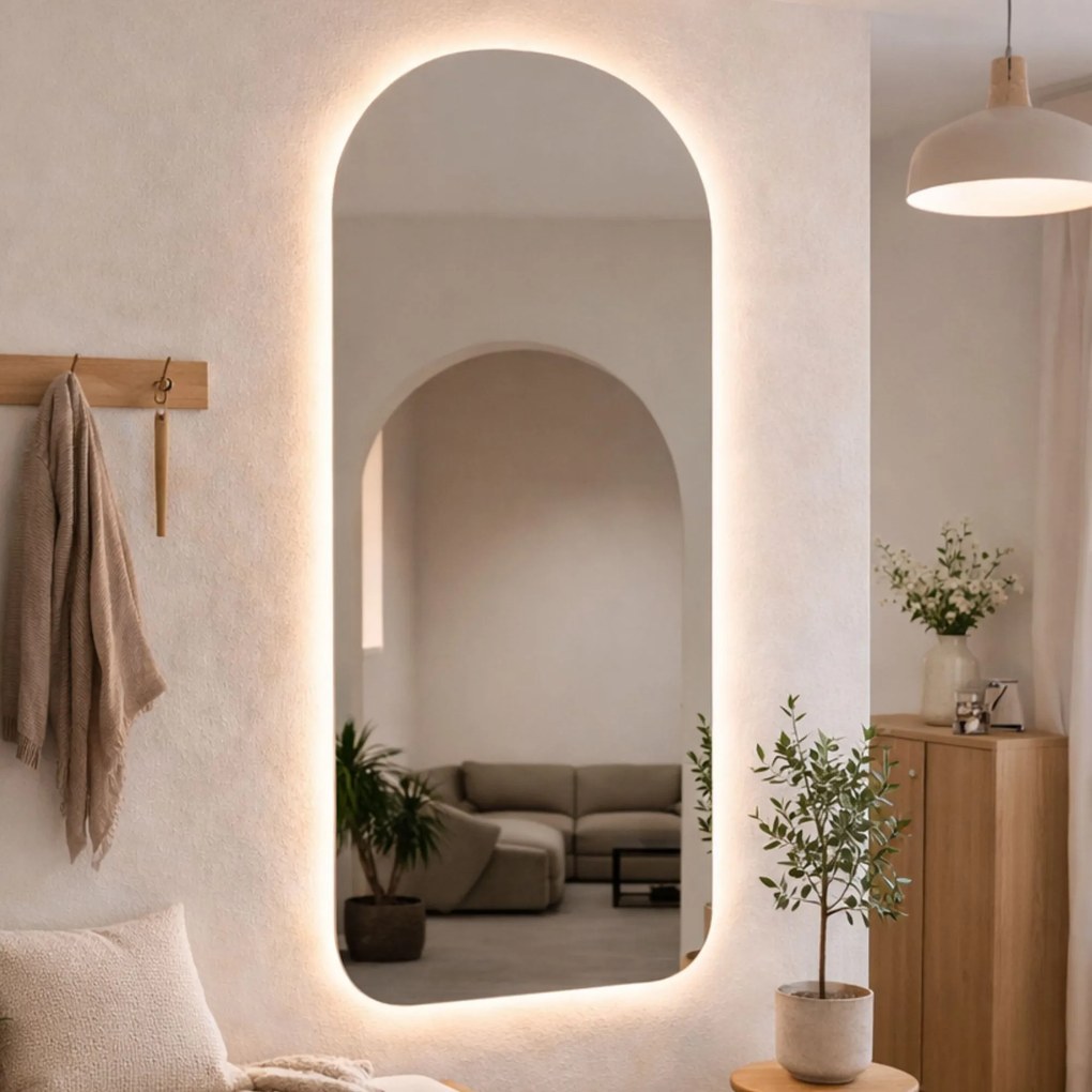 Lustro portalowe dekoracyjne z podświetleniem  ARCH Soft LED XXL| Różne rozmiary | Różne kolory : Kolor tafli szkła - Srebrny, Rozmiar - 80x180