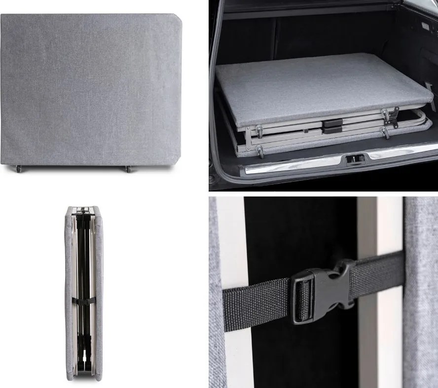 Składane łóżko polowe Veritas - leżanka na ogród, taras, camping, szara