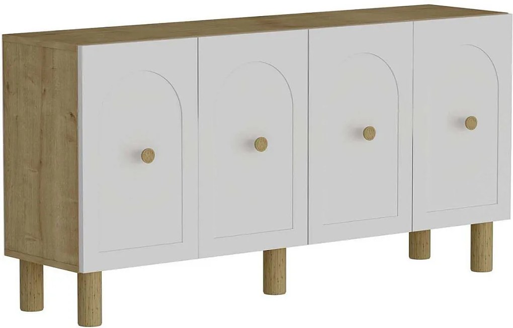 Komoda – 150 cm x 75 cm x 35 cm – Dąb szafirowy i biel – Płyta wiórowa pokryta melaminą