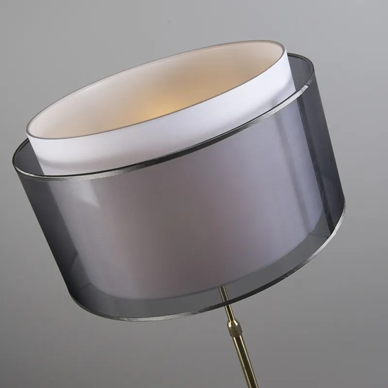 Lampa stojąca złota/mosiądz z czarnym/białym kloszem 47 cm - Parte Nowoczesny Oswietlenie wewnetrzne