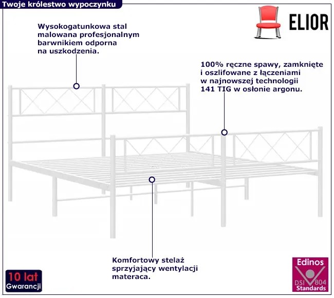 Białe industrialne metalowe łóżko 120x200 cm - Raffa