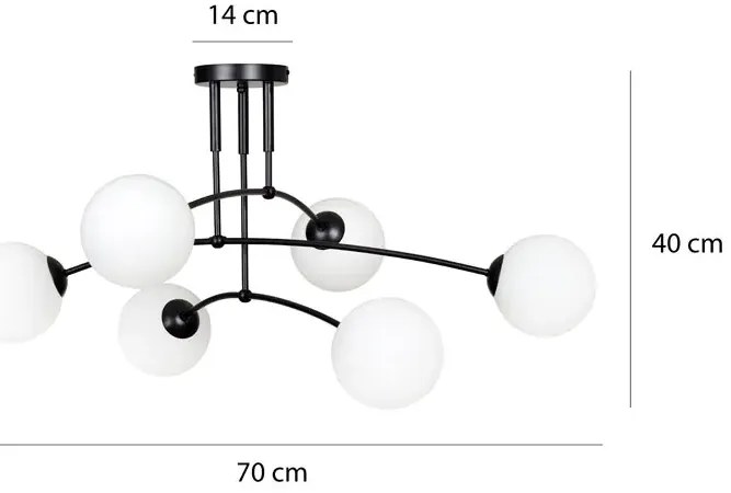Czarna lampa ze szklanymi kloszami - D072 P7-L14