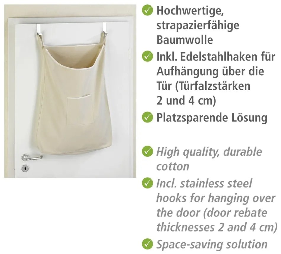 Beżowy wiszący kosz na pranie Wenko Door Laundry, 65 l