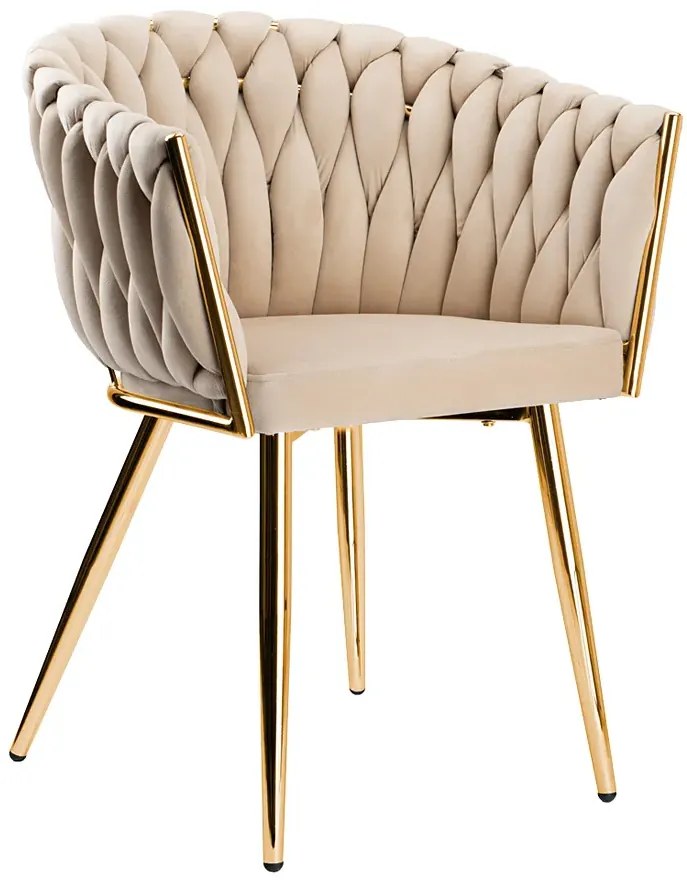 Beżowe nowoczesne krzesło welurowe F4-F21