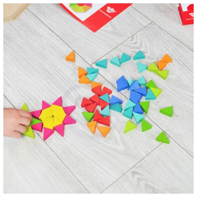 Tooky toy puzzle ośmiokątne drewniana mozaika edukacyjna (73el.)