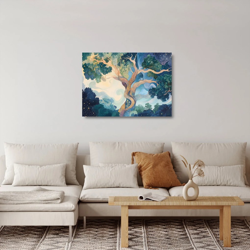 Obraz na szkle – Kosmiczne drzewo (70x50 cm)
