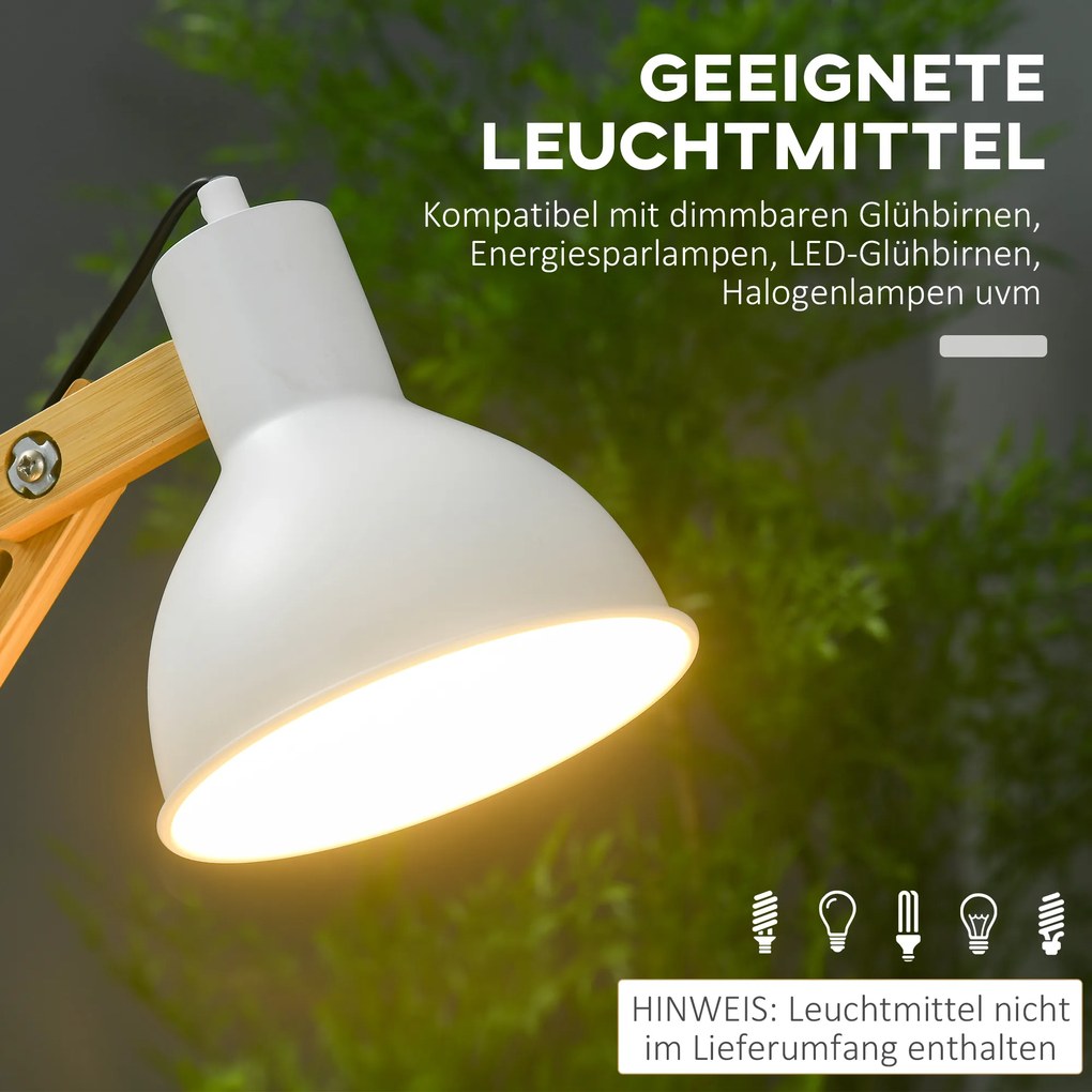 HOMCOM Lampa biurkowa 40W biala regulowana do czytania z gniazdem E27 wygodna i funkcjonalna | Aosom PL