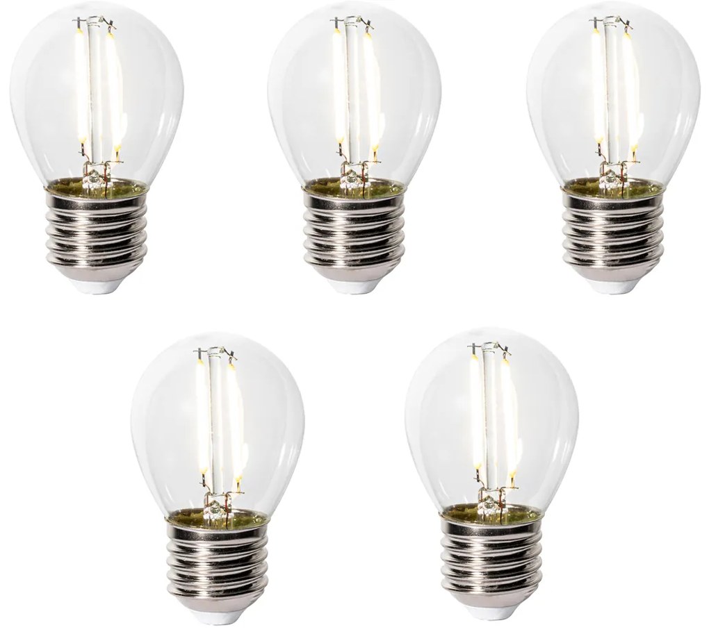 Zestaw 5 ściemnialnych żarówek LED E27 P45 przezroczyste szkło 3W 250 lm 3000K