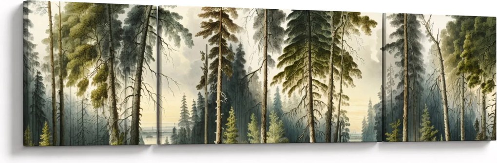 Obraz - Krajobraz lasów w stylu vintage (170x50 cm)