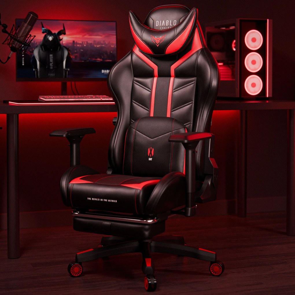 Fotel gamingowy Diablo X-Ray 2.0 King Size, czarno-czerwony