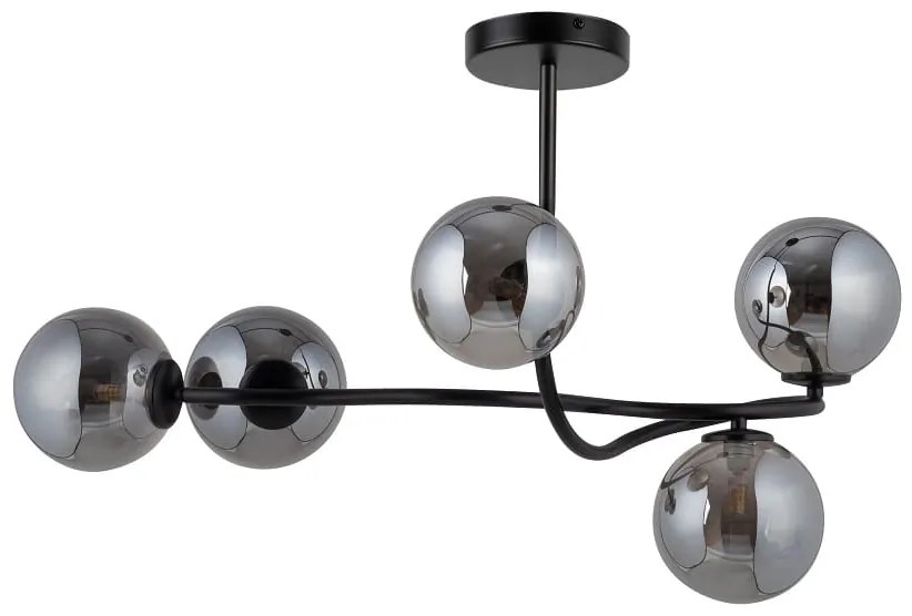 Nowoczesna lampa sufitowa czarna do stylowego wnętrza - Vena 5 klosze szare, 33681