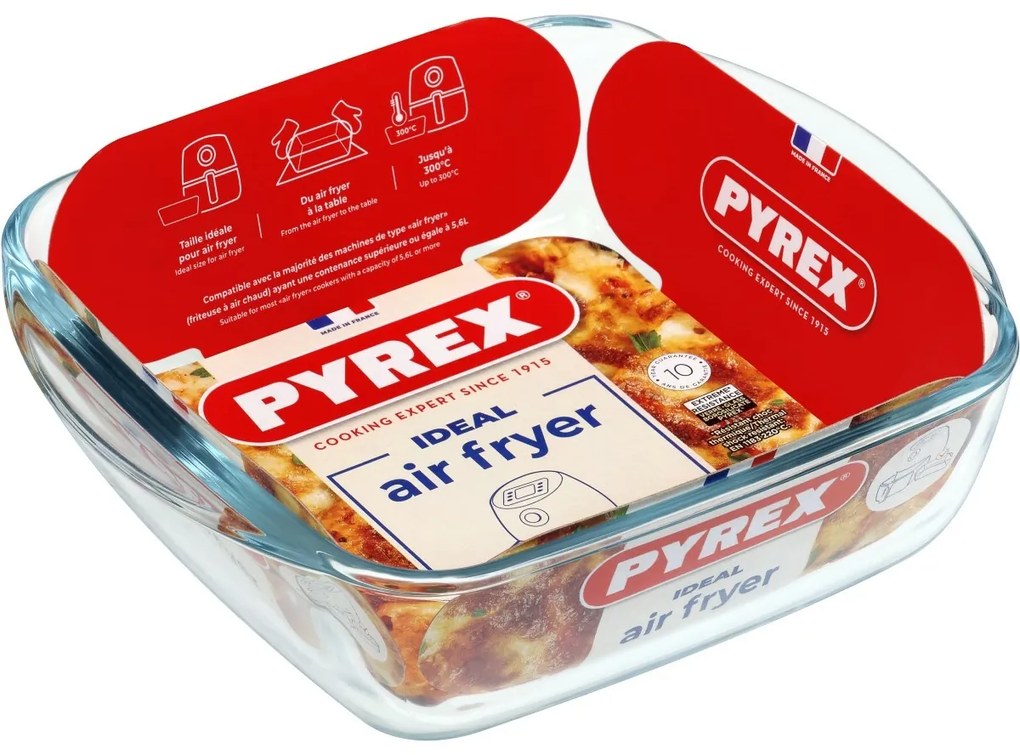 Pyrex Naczynie żaroodporne kwadratowe Air Fryer 1 l, 20 x 17 x 6 cm, 1 l